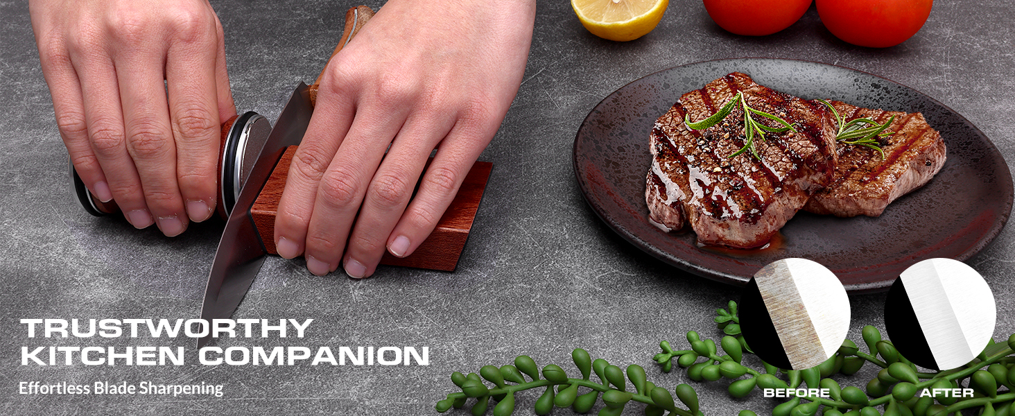 Rolling Knife Sharpener Kit, Kitchen Knife Sharpener with Replaceable Discs Diamond & Ceramic Knife Sharpeners Roller, Magnetic Knife Sharpening Kit with 15 & 20 Degree Base, Afilador De Cuchillos