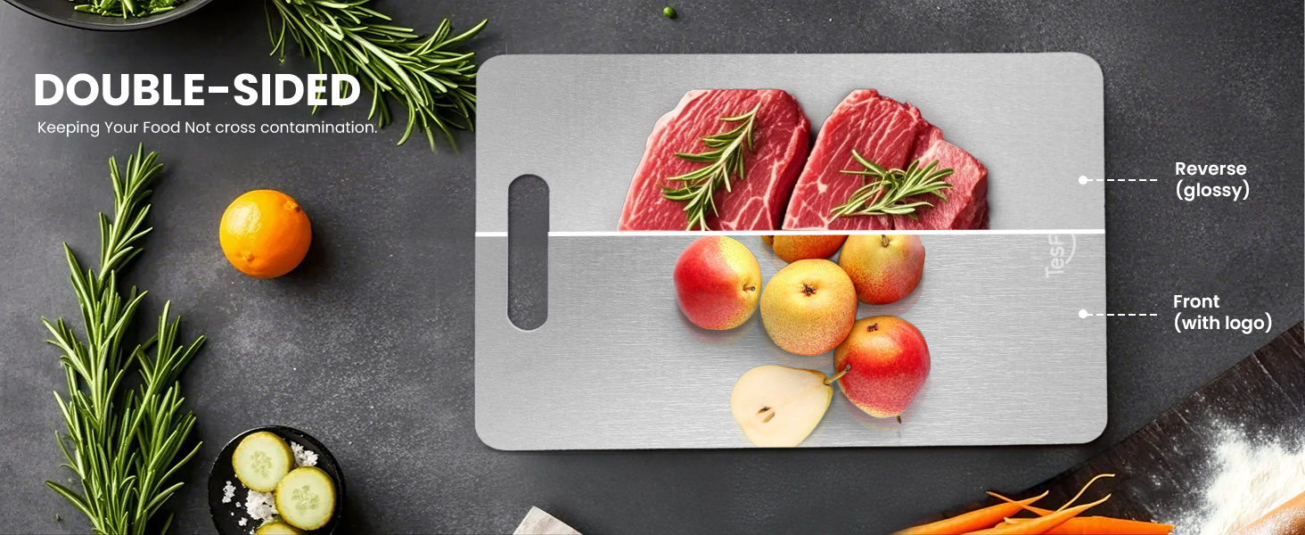 New Titanium Cutting Board - 100% Pure Titanium Cutting Boards For Kitche,Easy to clean, Double-sided food-grade Cutting Board For Meats, Fruits And Vegetables (13 * 9)