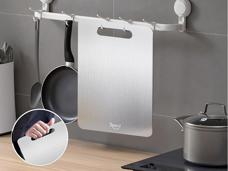 New Titanium Cutting Board - 100% Pure Titanium Cutting Boards For Kitche,Easy to clean, Double-sided food-grade Cutting Board For Meats, Fruits And Vegetables (13 * 9)