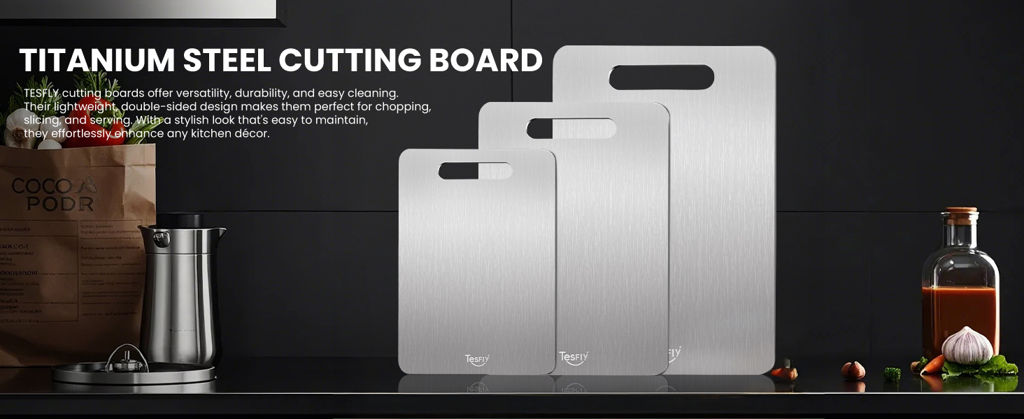 New Titanium Cutting Board - 100% Pure Titanium Cutting Boards For Kitche,Easy to clean, Double-sided food-grade Cutting Board For Meats, Fruits And Vegetables (13 * 9)