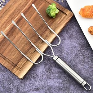Stainless Steel Turkey Grilled Fork Multi-prong Bbq Cooking Poultry Fork for Oven and Grill Meat Carving Tool