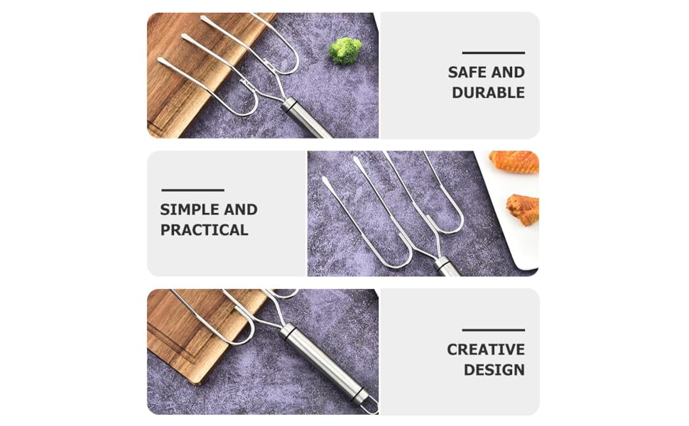 Stainless Steel Turkey Grilled Fork Multi-prong Bbq Cooking Poultry Fork for Oven and Grill Meat Carving Tool