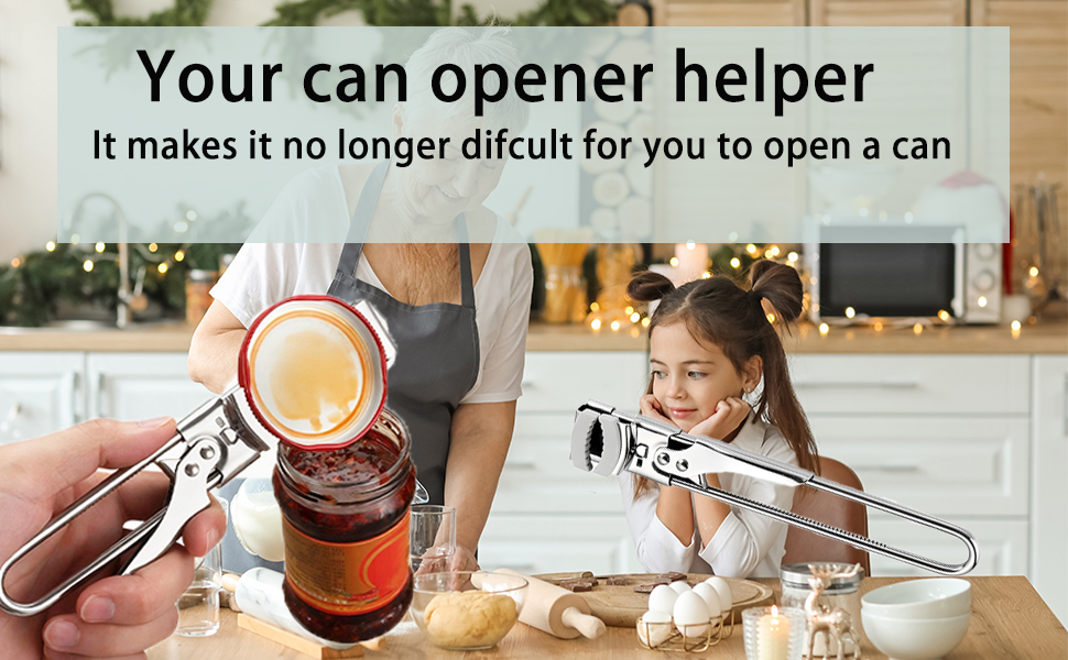 Adjustable Stainless Steel Jar Opener for Seniors, 2 Packs, Manual Can Opener & Bottle Opener Set for Weak Hands, Easy Grip Jar Opener Gripper for Arthritis and Limited Hand Strength