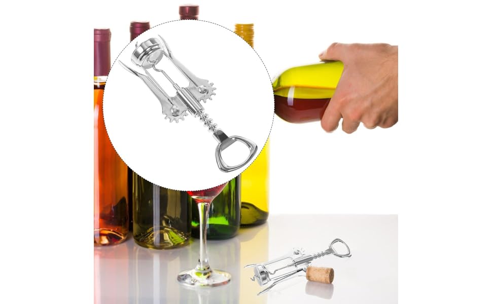 Wing Corkscrew Bottle Opener Stainless Steel Household Wine and Beer Opener Multifunctional Manual Bar Tool for Home and Party Use