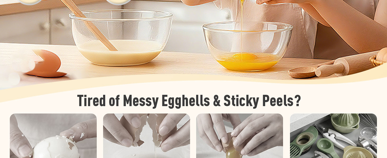 2026 New Egg Shell Opener Egg Cracker Tool, Multifunctional Peeler for Hard Boiled Eggs, Raw Eggs Separator Kitchen Gadget, Cooking Baking, Compact Gift for Dad Mom (Orange-1PCS)