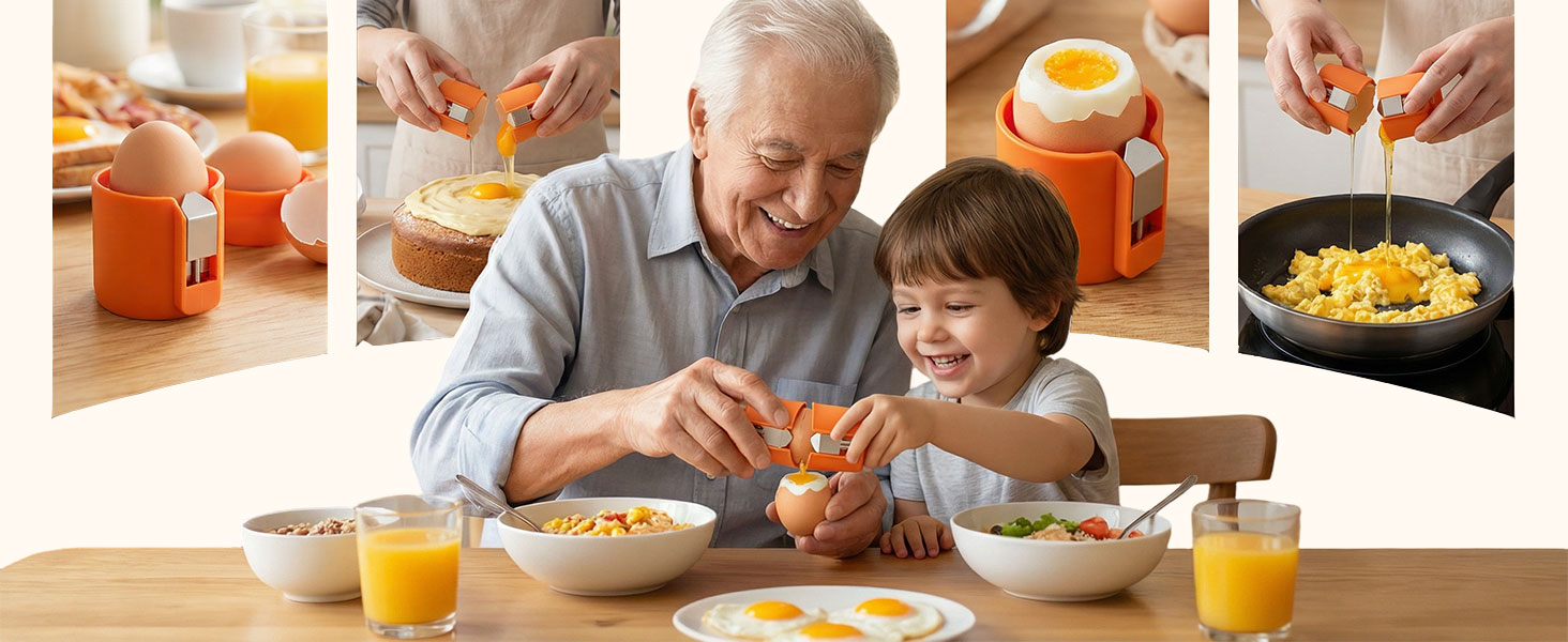 2026 New Egg Shell Opener Egg Cracker Tool, Multifunctional Peeler for Hard Boiled Eggs, Raw Eggs Separator Kitchen Gadget, Cooking Baking, Compact Gift for Dad Mom (Orange-1PCS)