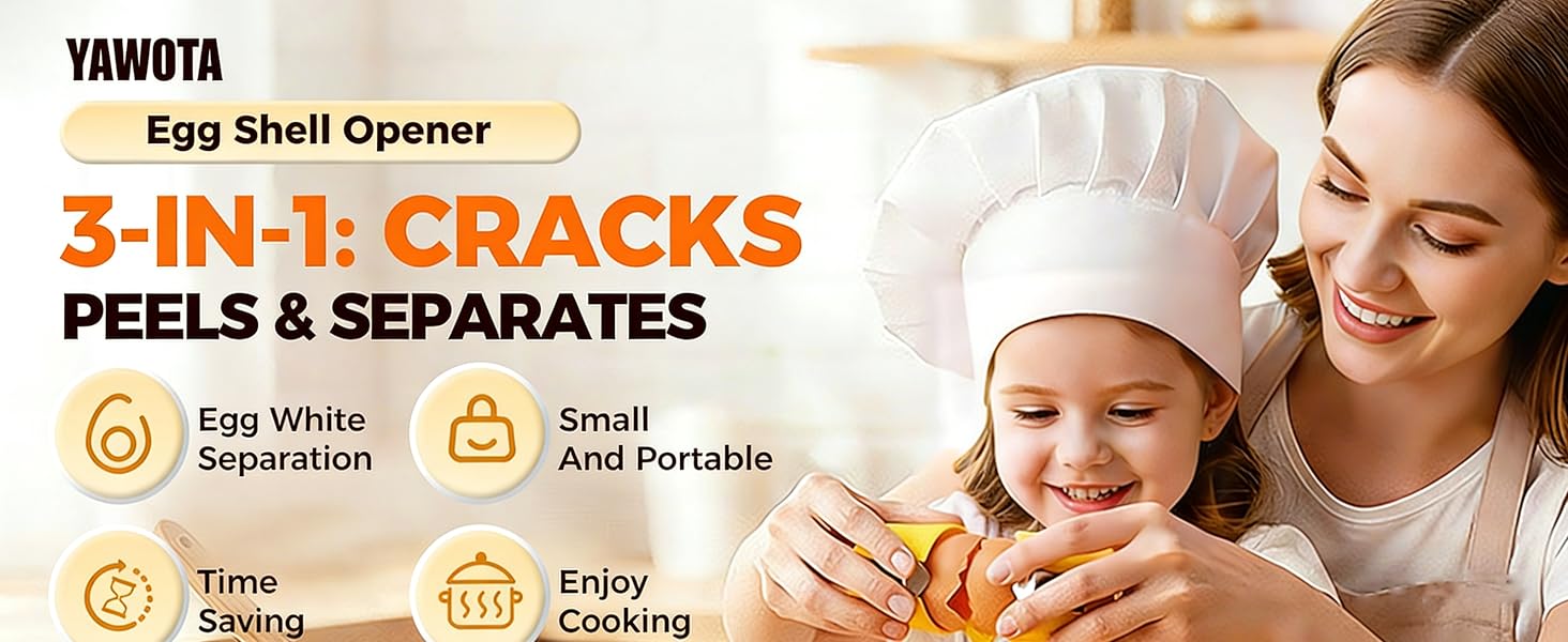 2026 New Egg Shell Opener Egg Cracker Tool, Multifunctional Peeler for Hard Boiled Eggs, Raw Eggs Separator Kitchen Gadget, Cooking Baking, Compact Gift for Dad Mom (Orange-1PCS)