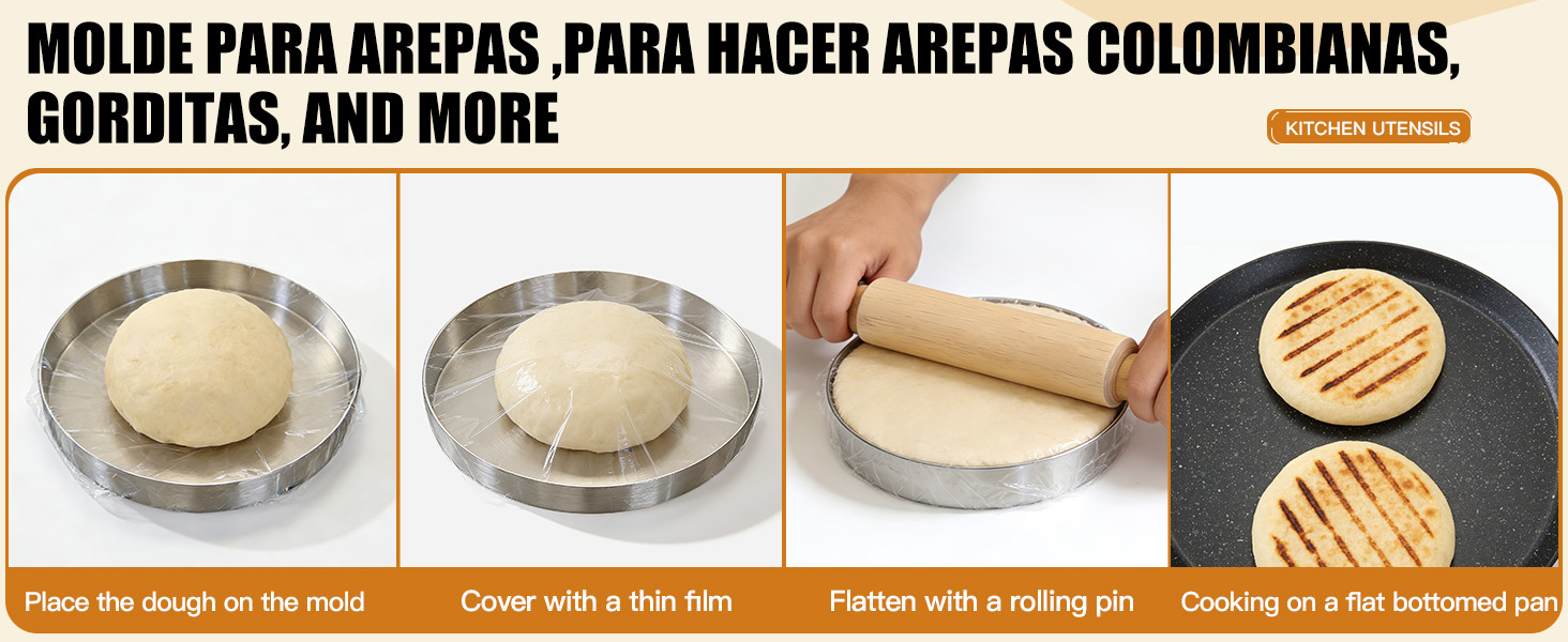Molde para Arepas Colombianas Stainless Steel – 4 Sizes (5.5