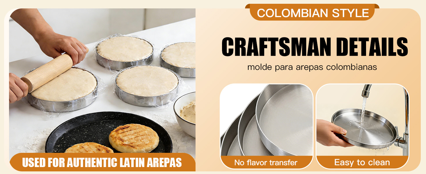 Molde para Arepas Colombianas Stainless Steel – 4 Sizes (5.5